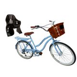 Bicicleta Urbana Aro 26 Com Cadeirinha Cesta Forte 6v Azul B