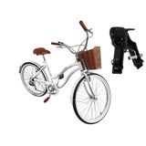 Bicicleta De Passeio 6v Cesta Reforçada Cadeirinha Branco