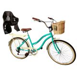 Bicicleta Aro 26 Com Cadeirinha Infantil Cesta De Vime 6v