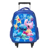 Mochila Infantil Masculina Stitch 3d Rodinha Tam G Cor Azul