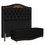 Cabeceira Casal 140cm C/ Calçadeira Baú J02 Preto
