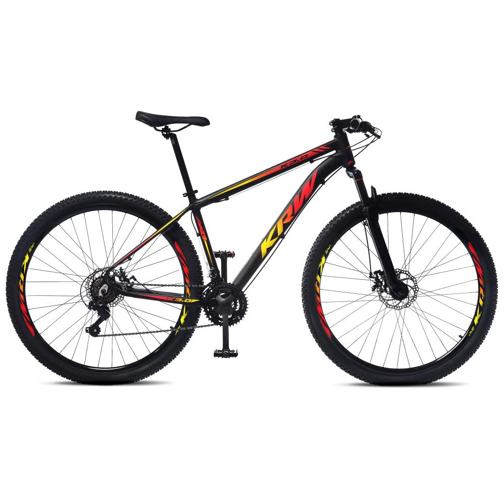 Bicicleta Krw R1 Aro 29 Susp. Dianteira 24 Marchas - Amarelo/vermelho