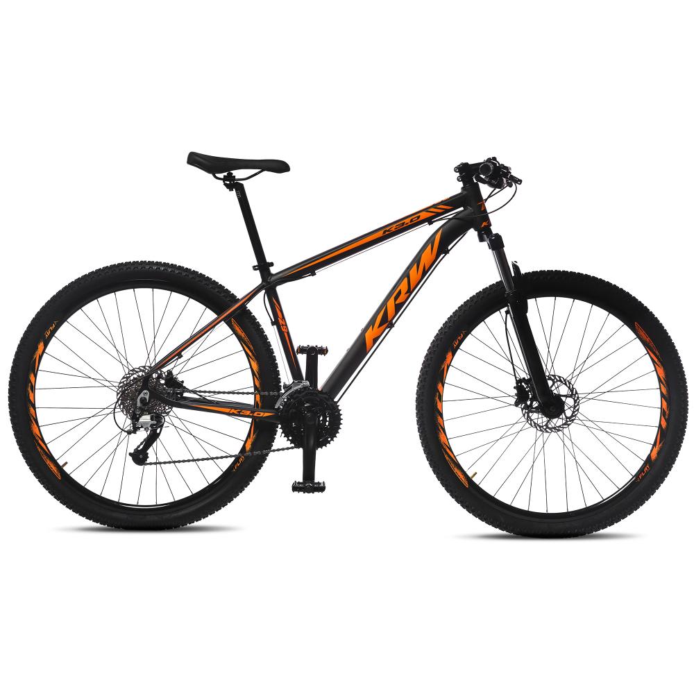 Bicicleta Aro 29 Krw Alumínio 24 Vel Freio A Disco Hidráulico R2 Cor:preto/laranja Fosco,tamanho Quadro:21