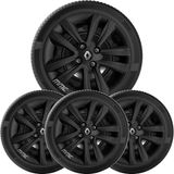 4un Calota Sandero Logan Megane Aro 15 Preto Com Logo 192cp