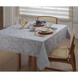 Toalha De Mesa Retangular Jacquard Cinza 6l 2,20m X 1,35m