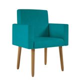 Poltrona Decorativa Pé Palito Sala Quarto - Jl Decor Cor:azul Turquesa