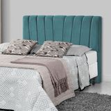 Cabeceira Cama Casal King Estofada Americana Premium 195cm Veludo Azul - Luxo Estofados - Cor: Preto