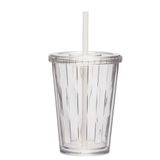 Jogo De Copos 02 Casal Duplo Multiuso 670ml Com Tampa Canudo Cor:transparente