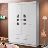 Guarda Roupa Infantil Com 4 Porta E 2 Gavetas Lívia Cor Branco Phoenix Baby 7874 - Branco