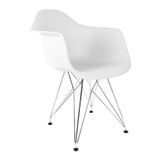 Cadeira Eames Com Braço Branca Eiffel Cromada