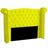 Cabeceira Casal Queen Size Estofada Para Cama Box Ayla Veludo Cor Amarelo