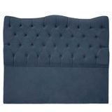 Cabeceira Casal King Size Estofada Para Cama Box Dunas Veludo Cor Azul Marinho