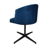 Cadeira Poltrona Base Preto Giratoria Estofada Arkadina Suede Azul