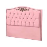 Cabeceira Casal Queen Size Estofada Para Cama Box Maitê Veludo Cor Rosa Bebe