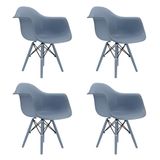 Conjunto 4 Cadeiras Eames Com Braço Zimbro Pés Em Polipropileno