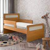 Cama Infantil Solteiro Isa Com Grade Lateral Nature - Cor: Bege