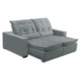 Sofa Retratil Reclinavel 2 Lugares 2,80m Atlantis Veludo Cinza Lansofbr