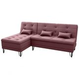 Sofá Cama Com Chaise 3 Lugares 2,00 Mts Nice Matrix Rosê