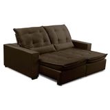 Sofa Retratil Reclinavel 2 Lugares 2,80m Atlantis Veludo Marrom Lansofbr