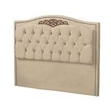 Cabeceira Casal Queen Estofada Para Cama Box Maitê Veludo Bege