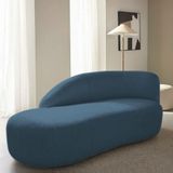 Divã Recamier Curvo Luna 185cm Lado Esquerdo Linho - Doce Sonho Móveis Cor Azul Royal