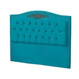 Cabeceira King Size Estofada Para Cama Box Maitê Veludo Cor Azul Claro