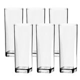 Jogo De Copos 6 Peças Long Drink 350ml Quadrado Transparente