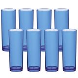 Kit De Copos 8 Copos Grandes Jogo Long Drink 330ml Boccati Cor:azul