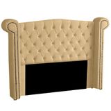 Cabeceira Casal Queen Size Estofada Para Cama Box Ayla Veludo Cor Bege