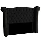 Cabeceira Casal Queen Size Estofada Para Cama Box Ayla Veludo Preto