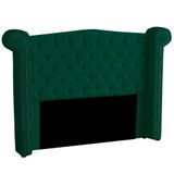 Cabeceira Casal Queen Size Estofada Para Cama Box Ayla Veludo Cor Verde Esmeralda