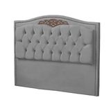 Cabeceira Casal Queen Size Estofada Para Cama Box Maitê Veludo Cor Cinza Claro