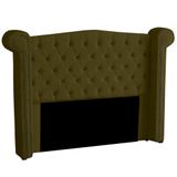 Cabeceira Casal Queen Size Estofada Para Cama Box Ayla Veludo Cor Chocolate