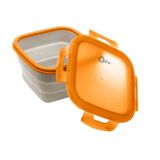 Pote Hermético Retrátil De Silicone Quadrado 14cm Laranja