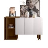 Balcão Buffet 03 Portas De 130cm Em Mdf Lyon Imbuia Off White