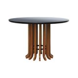 Mesa De Jantar Denver Amêndoa Tampo 120 Mdf Com Vidro Tampo 120 Mdf Preto-vidro Preto