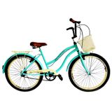 Bicicleta Adulto Passeio Aro 26 Com Cesta Sem Marcha Tiffany