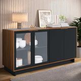 Buffet 4 Portas 160cm Noce Milano Preto Fosco Celine Jm Móveis