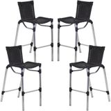Kit 4 Banquetas Alumínio Fortaleza Alta Para Balcão Cozinha Bar Trama Original Preto