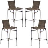 Kit 4 Banquetas Alumínio Fortaleza Alta Para Balcão Cozinha Bar Trama Original Argila