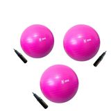 Kit Bola De Ginástica Suíça Pilates 55 65 75cm Rosa Odin Fit