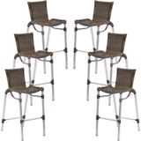 Kit 6 Banquetas Alumínio Fortaleza Alta Para Balcão Cozinha Bar Trama Original Argila