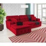 Sofá Retrátil E Reclinável Com Chaise Orlando 2.20x2.10m- Sofisticato-verme