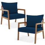 Kit 02 Poltronas Decorativa Para Sala De Estar Alícia B04 Suede Azul Marinho - Lyam Decor