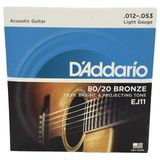 Encordoamento 012 Em Aço Daddario  Violão Ej11 80/20