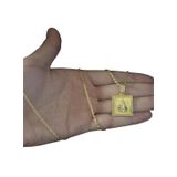 Cordão Cadeado 1mm + Pingente Nossa Senhora - Banhado A Ouro