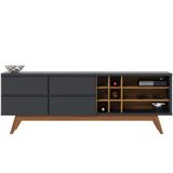 Rack Para Sala De Estar Tv 70 Pol 180cm Makai C04 Preto Fosco Noce Milano