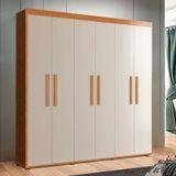 Guarda Roupa Casal 100% Mdf Com Pés Em Madeira 6 Portas Nature Off White Scottie Shop Jm