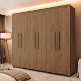 Guarda Roupa Casal 6 Portas 100% Mdf Castanho Madri Fênix