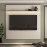 Painel Para Tv Até 75 Polegadas Com Led 185cm Impressão 3d Ripada Liverpool Yescasa Off White